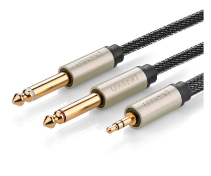 Kabel i złączka UGREEN AV126 Kabel TRS 3.5 mm do 2x TS - 1m szary